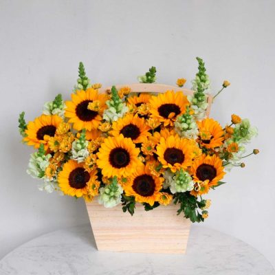 Canasta Mini de 10 Girasoles Pequeños