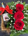Caja de Rosas Rojas & Vino Gato Negro
