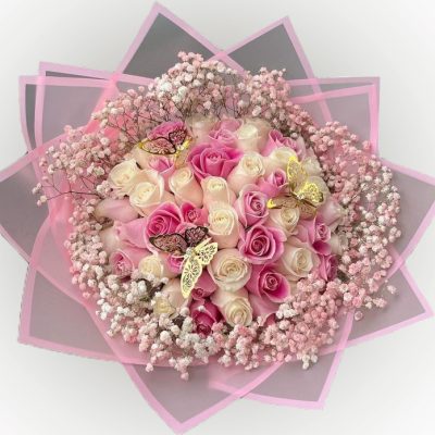 RAMO BUCHÓN DE ROSAS ROSADAS Y BLANCAS Ramo Buchón de Rosas Rosadas y Blancas